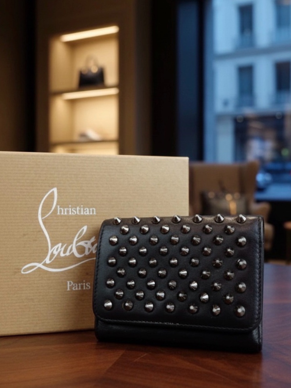 Christian Louboutin Panettone Studded Compact Trifold Wallet 😍